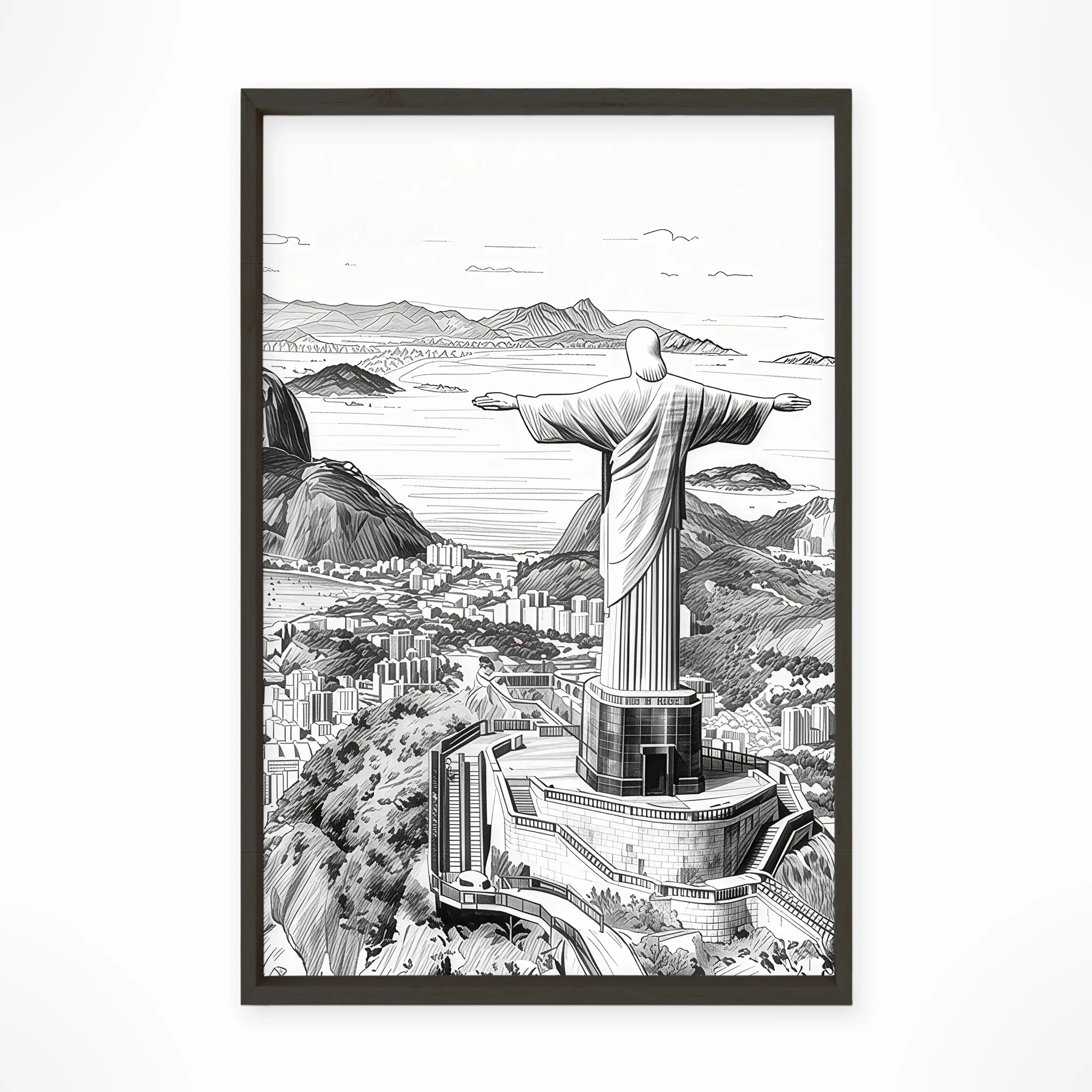 Rio De Janeiro | Christ the Redeemer — Urban Sketch framed fine art interior preview