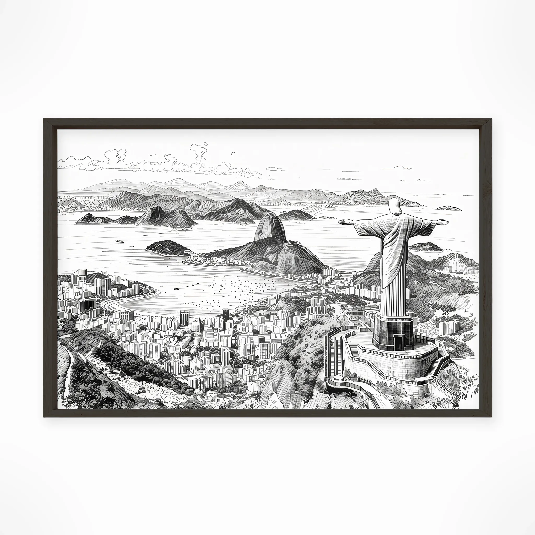Rio De Janeiro | Christ the Redeemer — Urban Sketch framed fine art interior preview