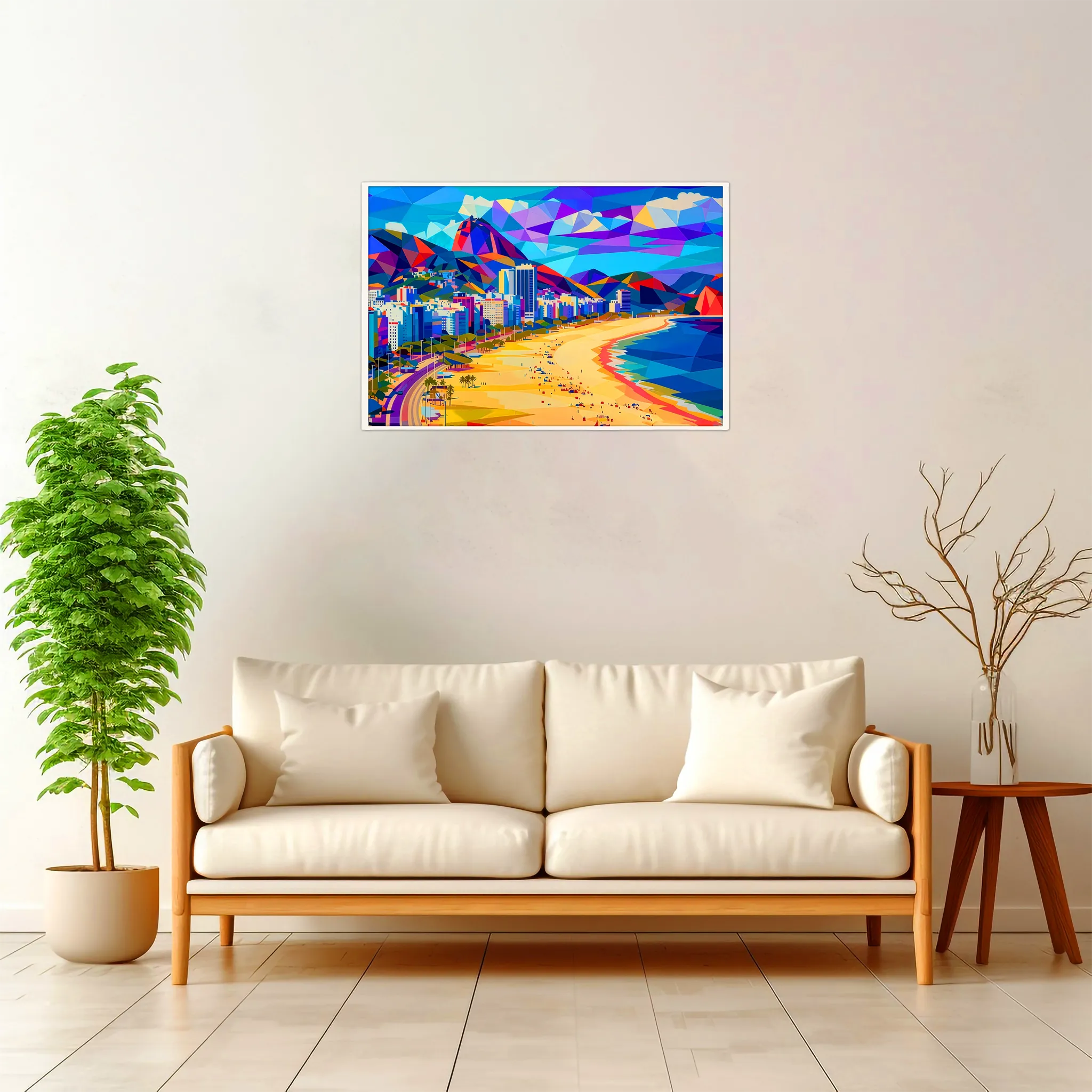 Rio De Janeiro | Beach — Geometric Mosaic framed fine art interior preview