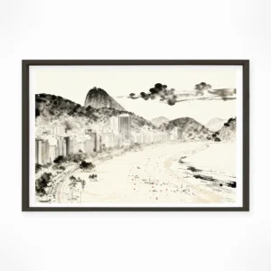 Rio De Janeiro | Beach — Sumi-e Zen Ink framed fine art interior preview