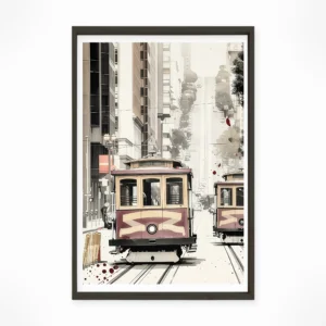 San Francisco | Cable Car — Sumi-e Zen Ink framed fine art interior preview