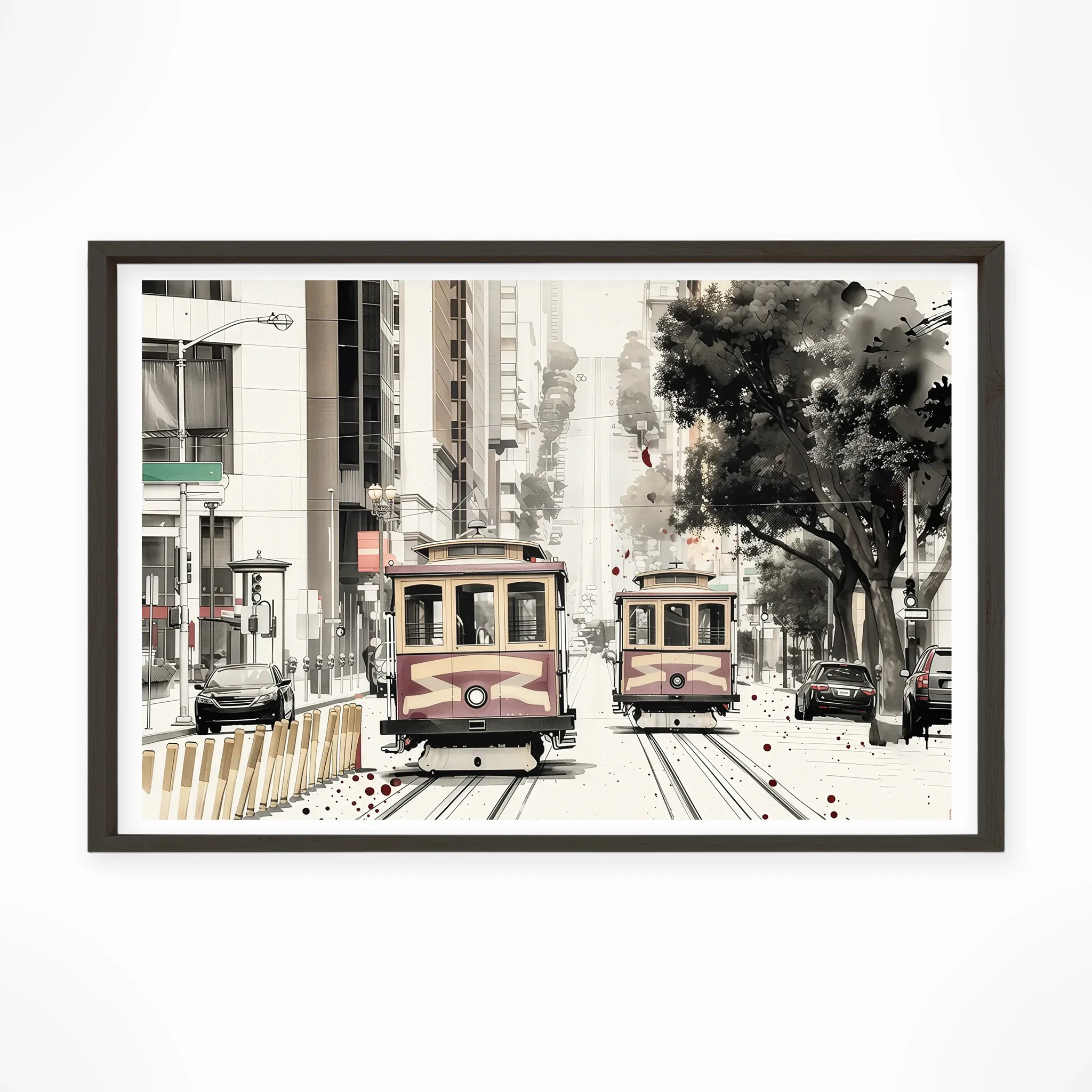 San Francisco | Cable Car — Sumi-e Zen Ink framed fine art interior preview