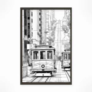 San Francisco | Cable Car — Urban Sketch framed fine art interior preview
