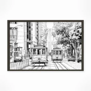 San Francisco | Cable Car — Urban Sketch framed fine art interior preview