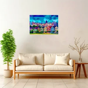 San Francisco | Painted Ladies — Geometric Mosaic framed fine art interior preview