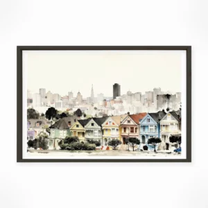 San Francisco | Painted Ladies — Sumi-e Zen Ink framed fine art interior preview