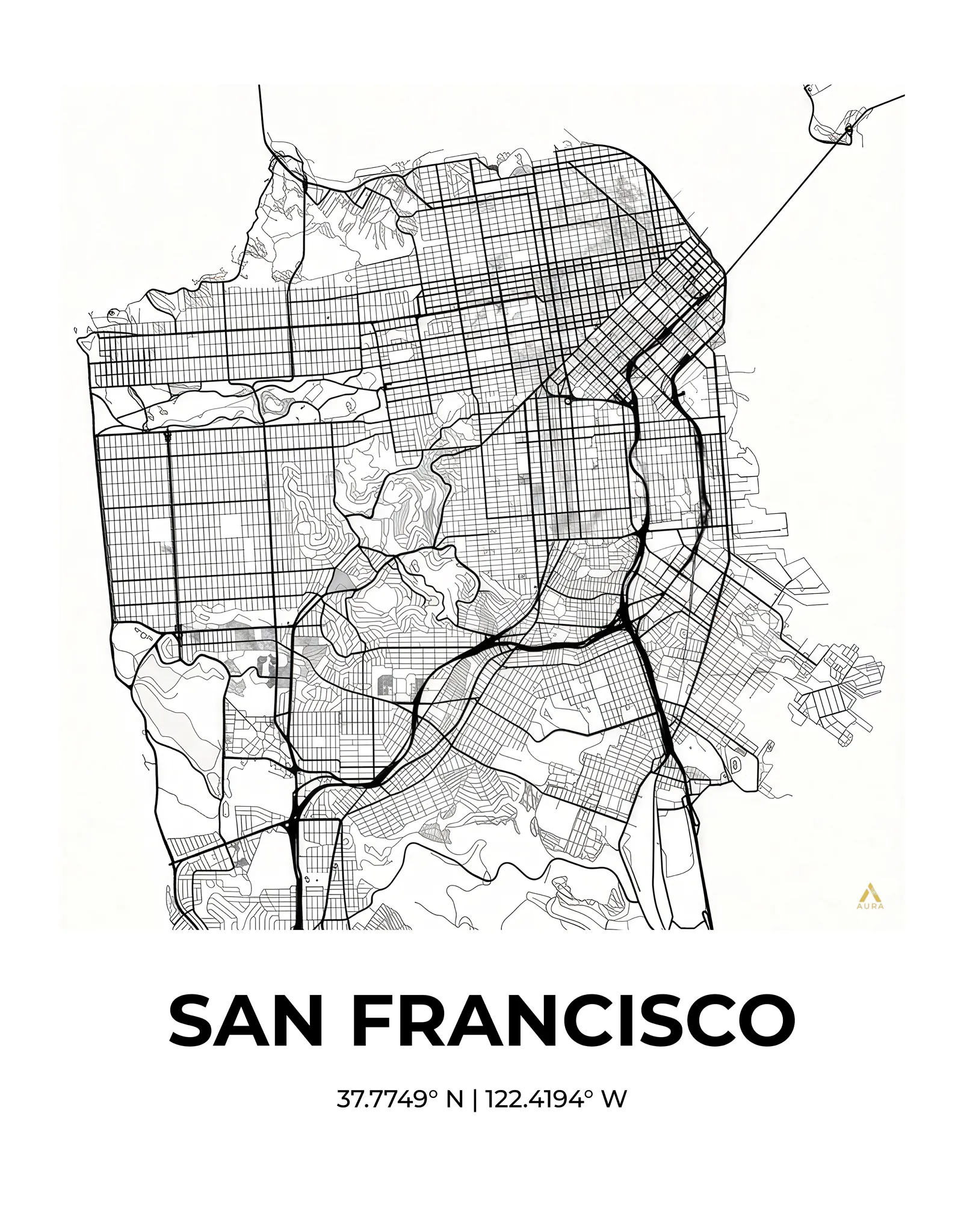 San Francisco | Map — Urban Sketch fine art print