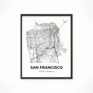 San Francisco | Map — Urban Sketch framed fine art interior preview