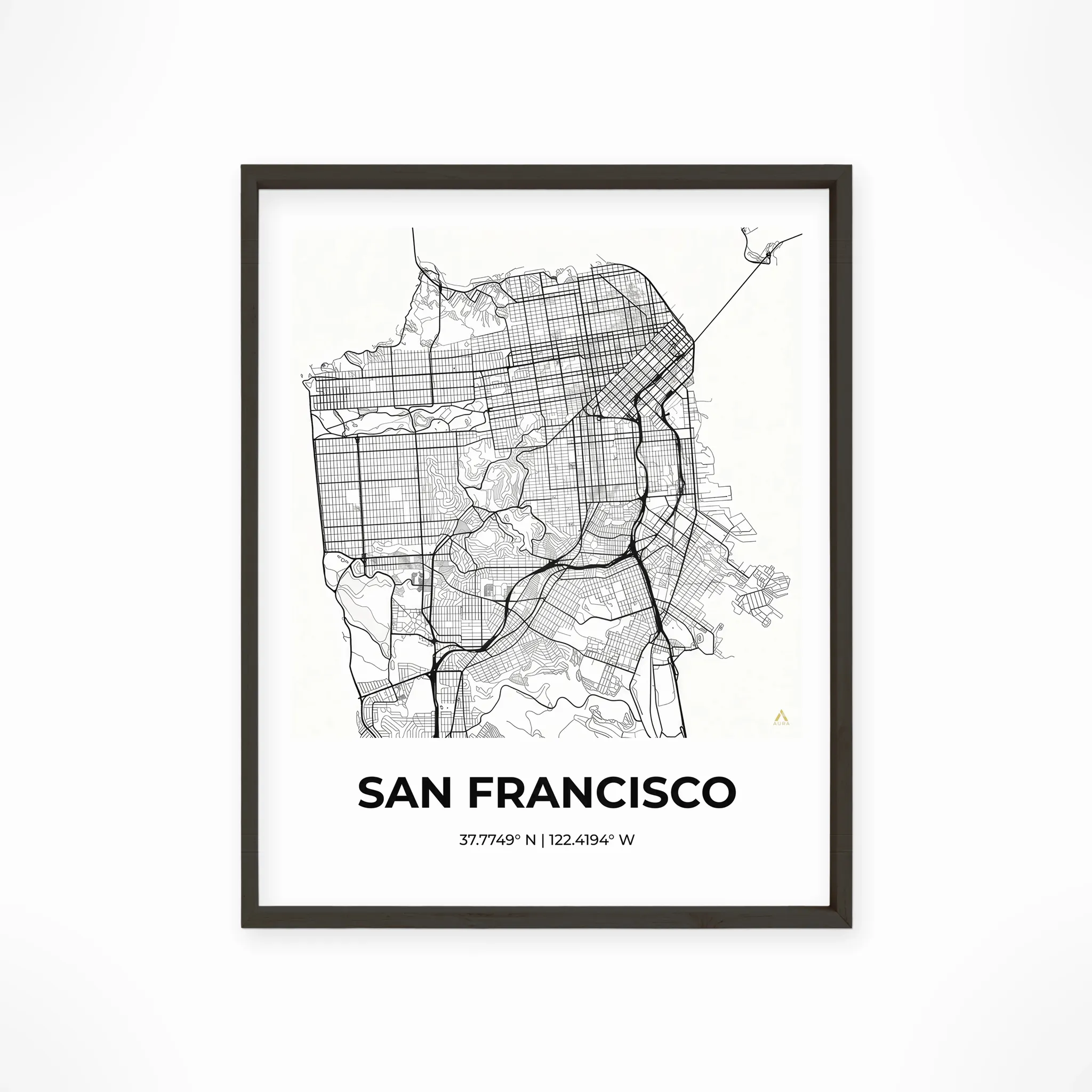 San Francisco | Map — Urban Sketch framed fine art interior preview