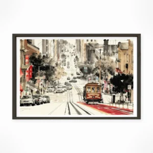 San Francisco | Street — Sumi-e Zen Ink framed fine art interior preview