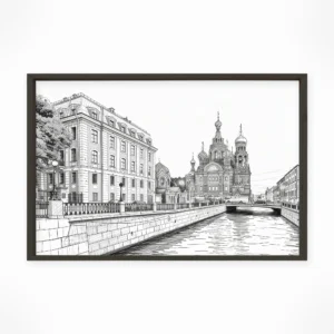 Saint Petersburg | Panoramic View — Urban Sketch framed fine art interior preview