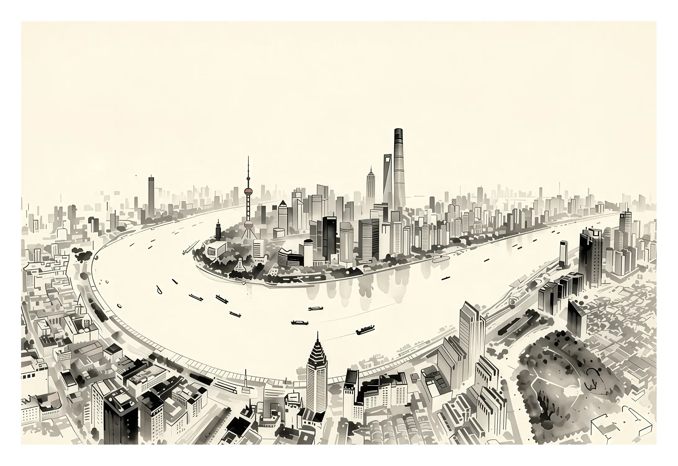 Shanghai | Huangpu River — Japanese Tradition fine art print