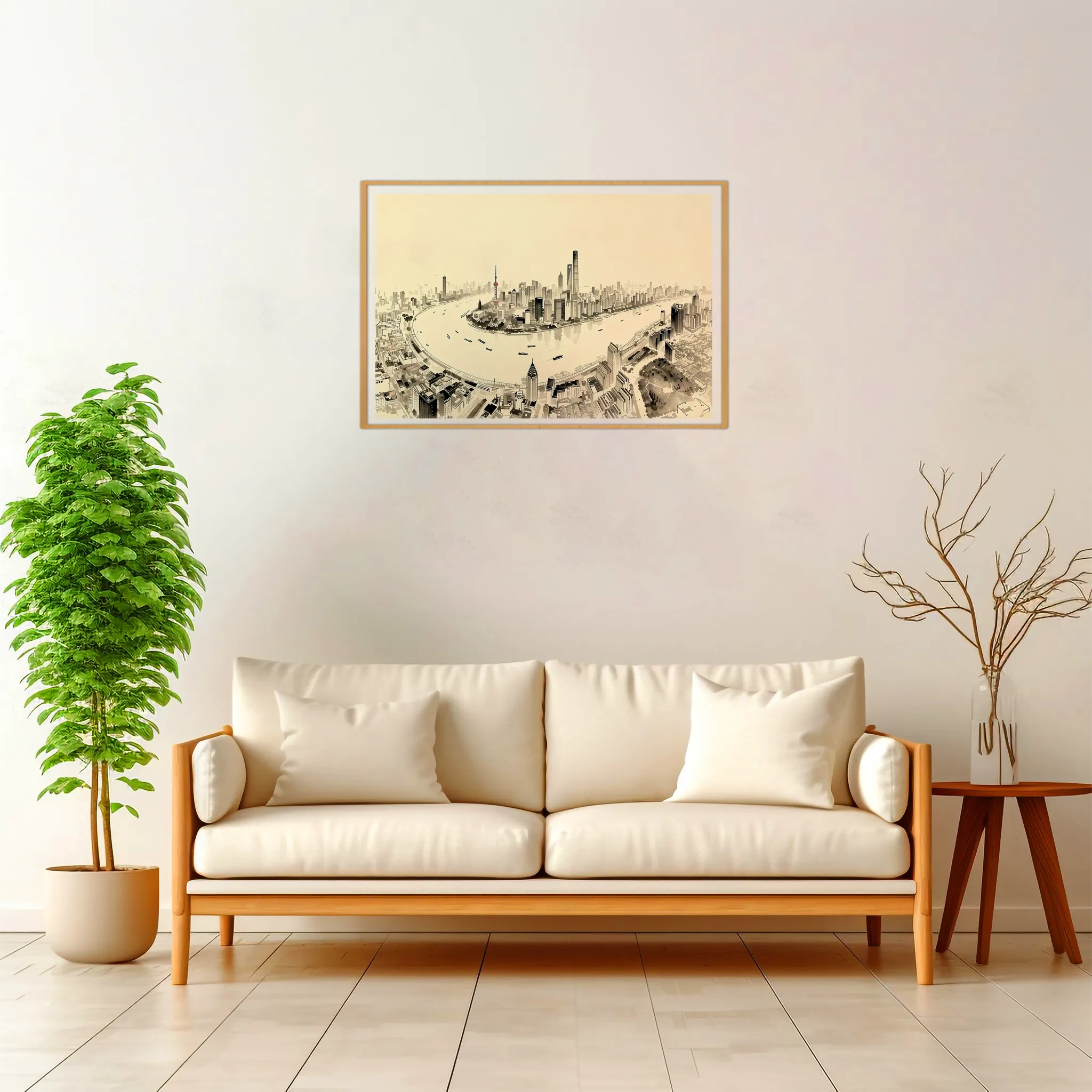 Shanghai | Huangpu River — Japanese Tradition framed fine art interior preview