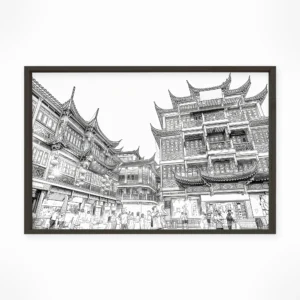 Shanghai | Yu Garden — Urban Sketch framed fine art interior preview