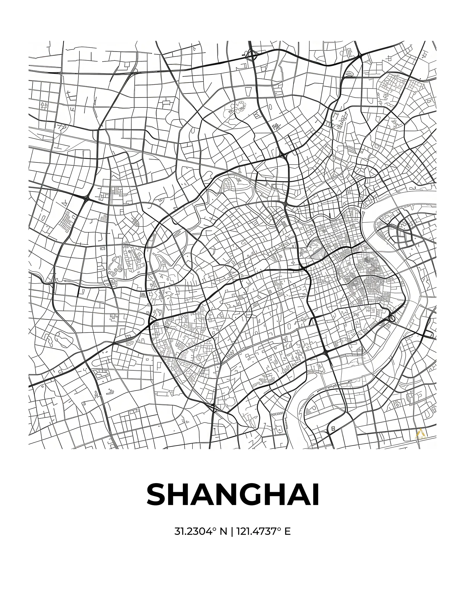 Shanghai | Map — Urban Sketch fine art print