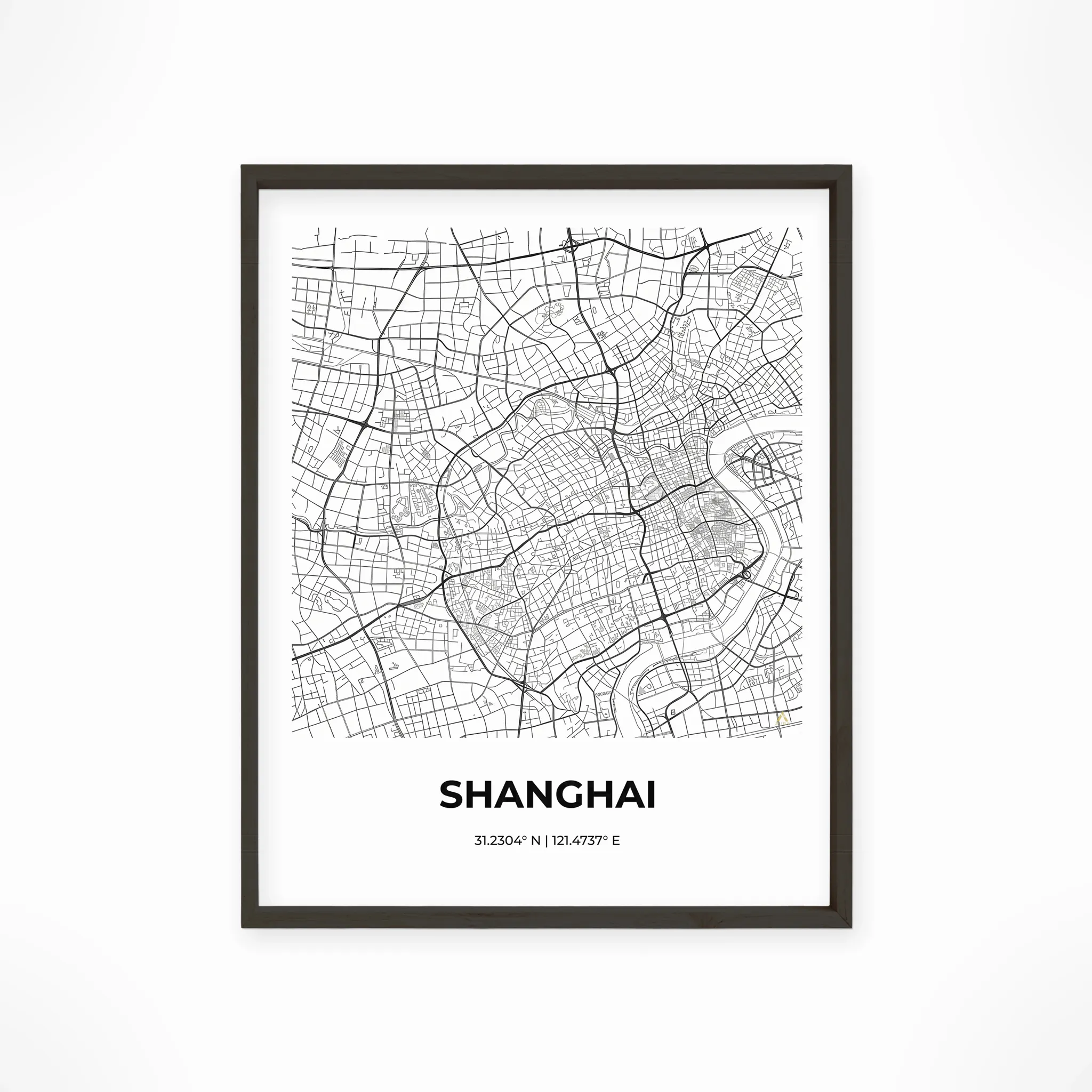 Shanghai | Map — Urban Sketch framed fine art interior preview