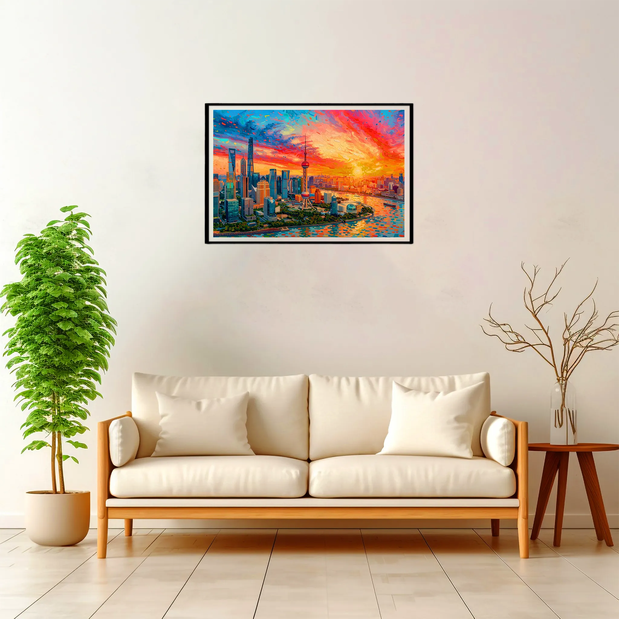 Shanghai | Skyline — Impressionist Dream framed fine art interior preview