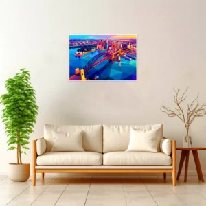 Sydney | Harbour Bridge — Geometric Mosaic framed fine art interior preview
