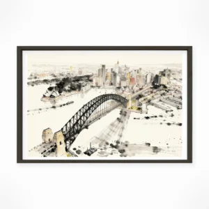 Sydney | Harbour Bridge — Sumi-e Zen Ink framed fine art interior preview