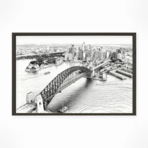 Sydney | Harbour Bridge — Urban Sketch framed fine art interior preview