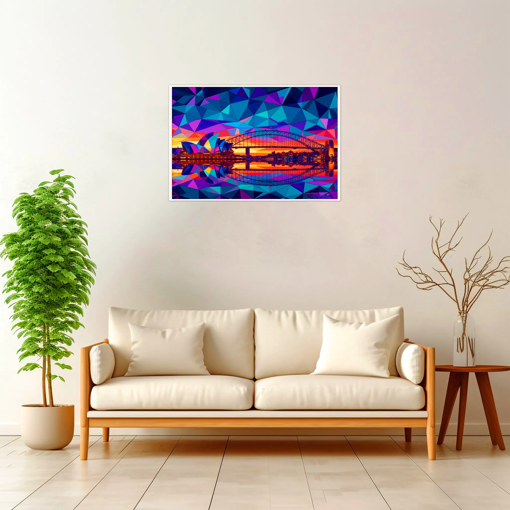 Sydney | Harbour — Geometric Mosaic framed fine art interior preview