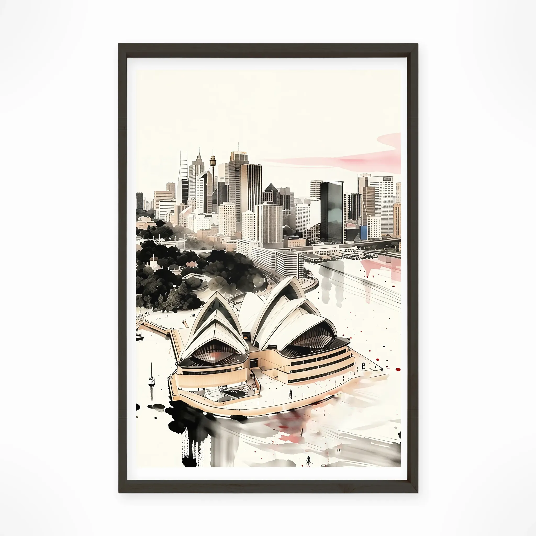 Sydney | Panorama — Sumi-e Zen Ink framed fine art interior preview