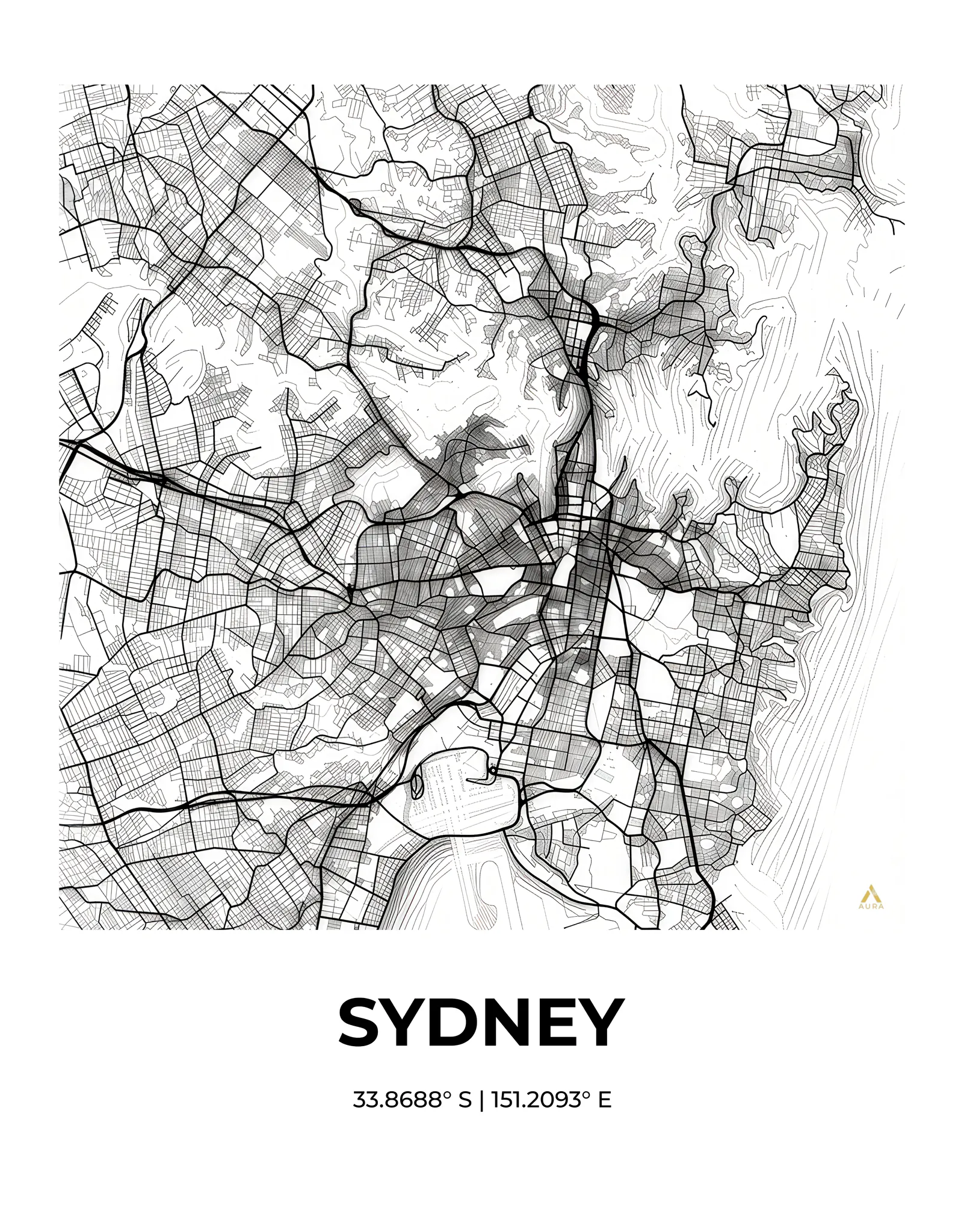 Sydney | Map — Urban Sketch fine art print