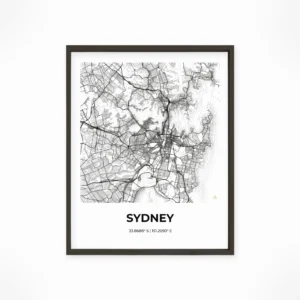Sydney | Map — Urban Sketch framed fine art interior preview