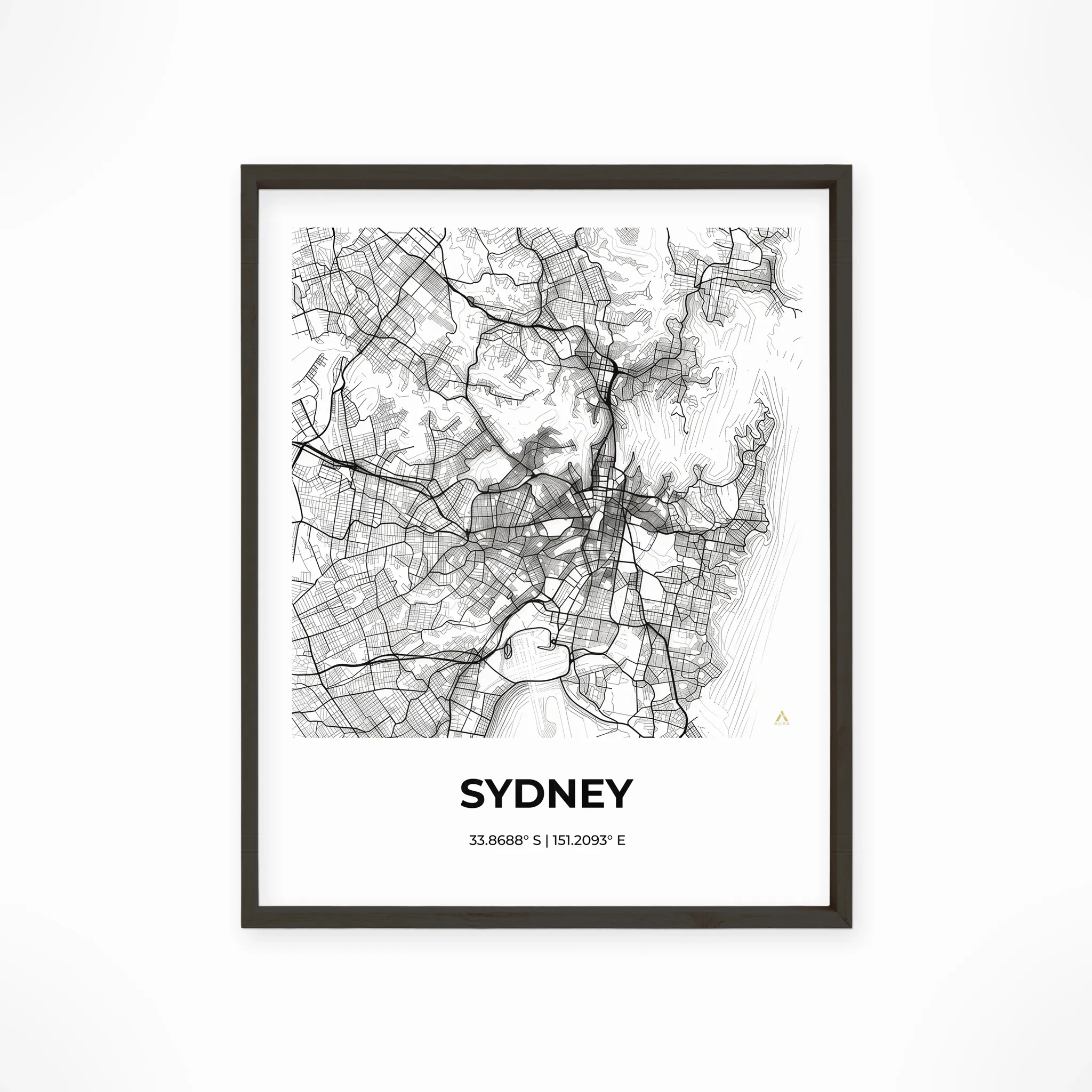 Sydney | Map — Urban Sketch framed fine art interior preview