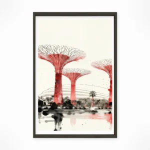 Singapore | Gardens By The Bay — Sumi-e Zen Ink framed fine art interior preview