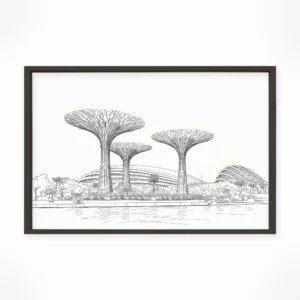 Singapore | Gardens By The Bay — Urban Sketch framed fine art interior preview