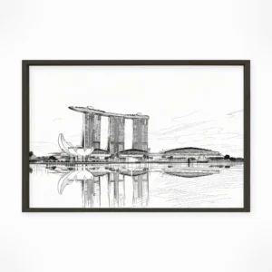 Singapore | Marina Bay Sands — Urban Sketch framed fine art interior preview