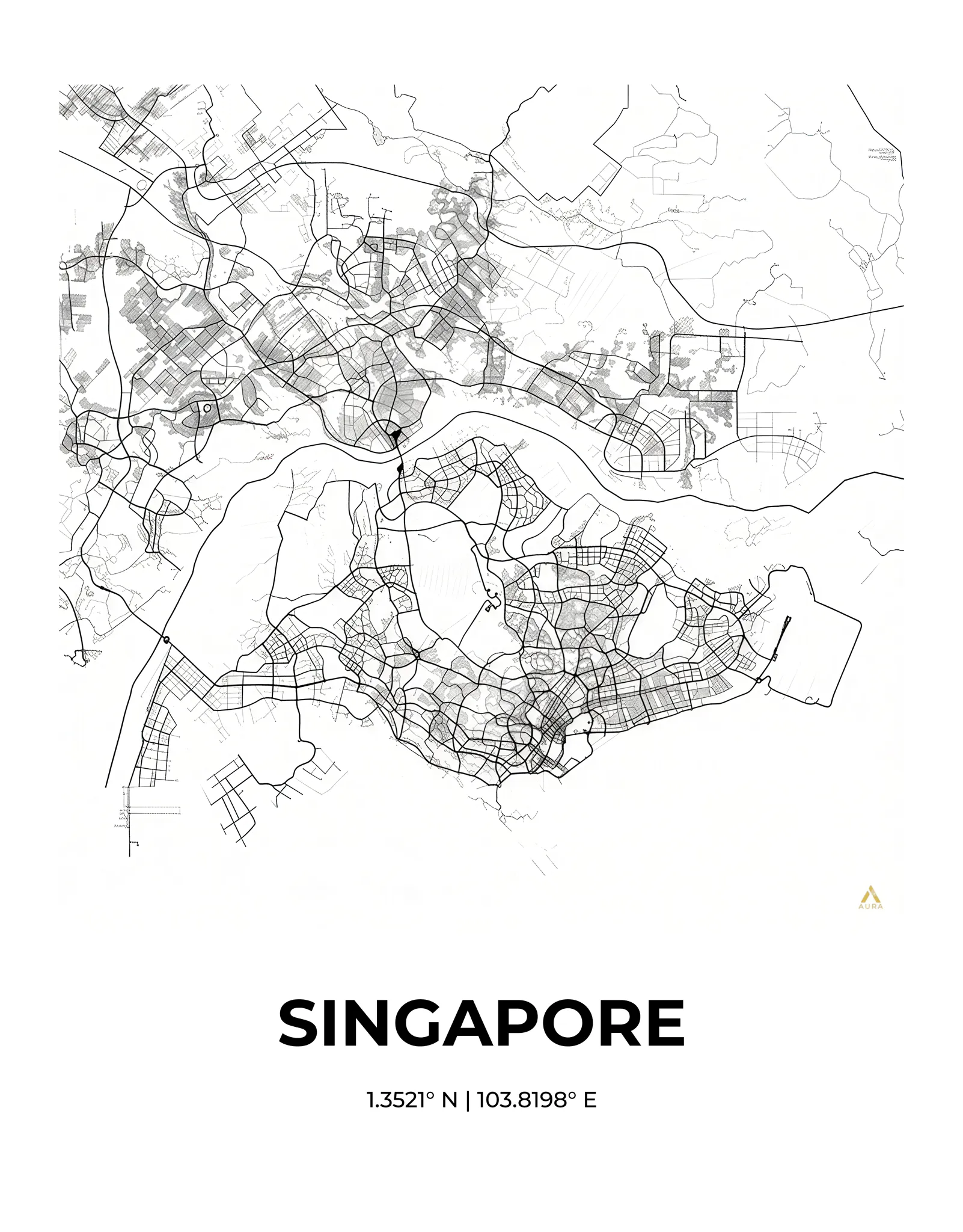 Singapore | Map — Urban Sketch fine art print