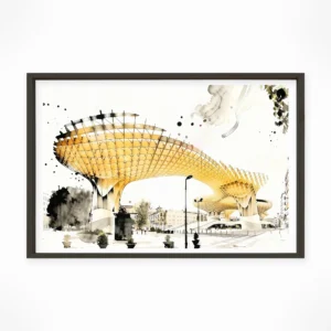 Seville | Metropol Parasol — Sumi-e Zen Ink framed fine art interior preview