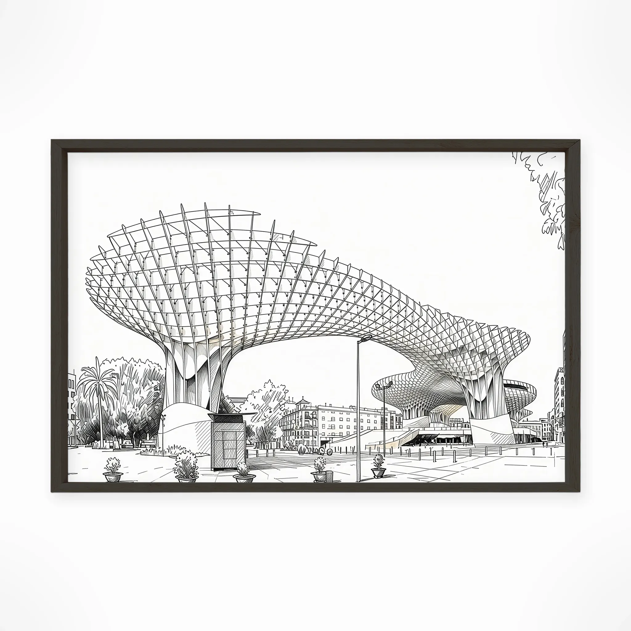Seville | Metropol Parasol — Urban Sketch framed fine art interior preview