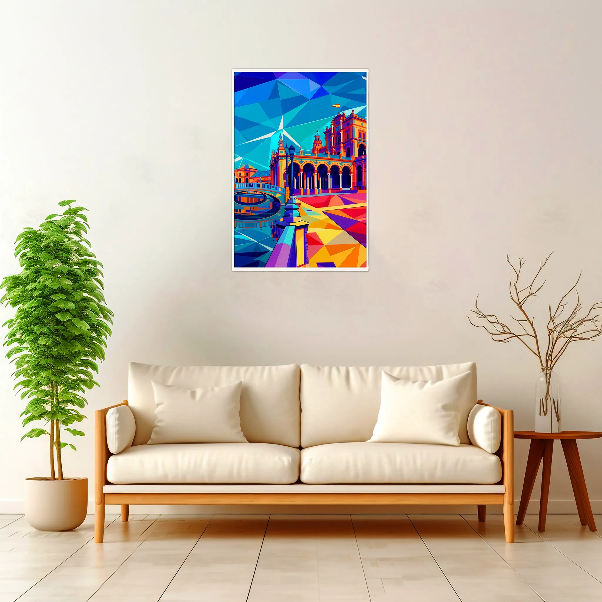 Seville | Plaza de Espana — Geometric Mosaic framed fine art interior preview