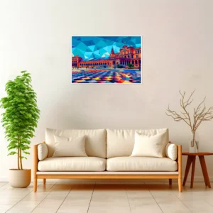 Seville | Plaza de Espana — Geometric Mosaic framed fine art interior preview