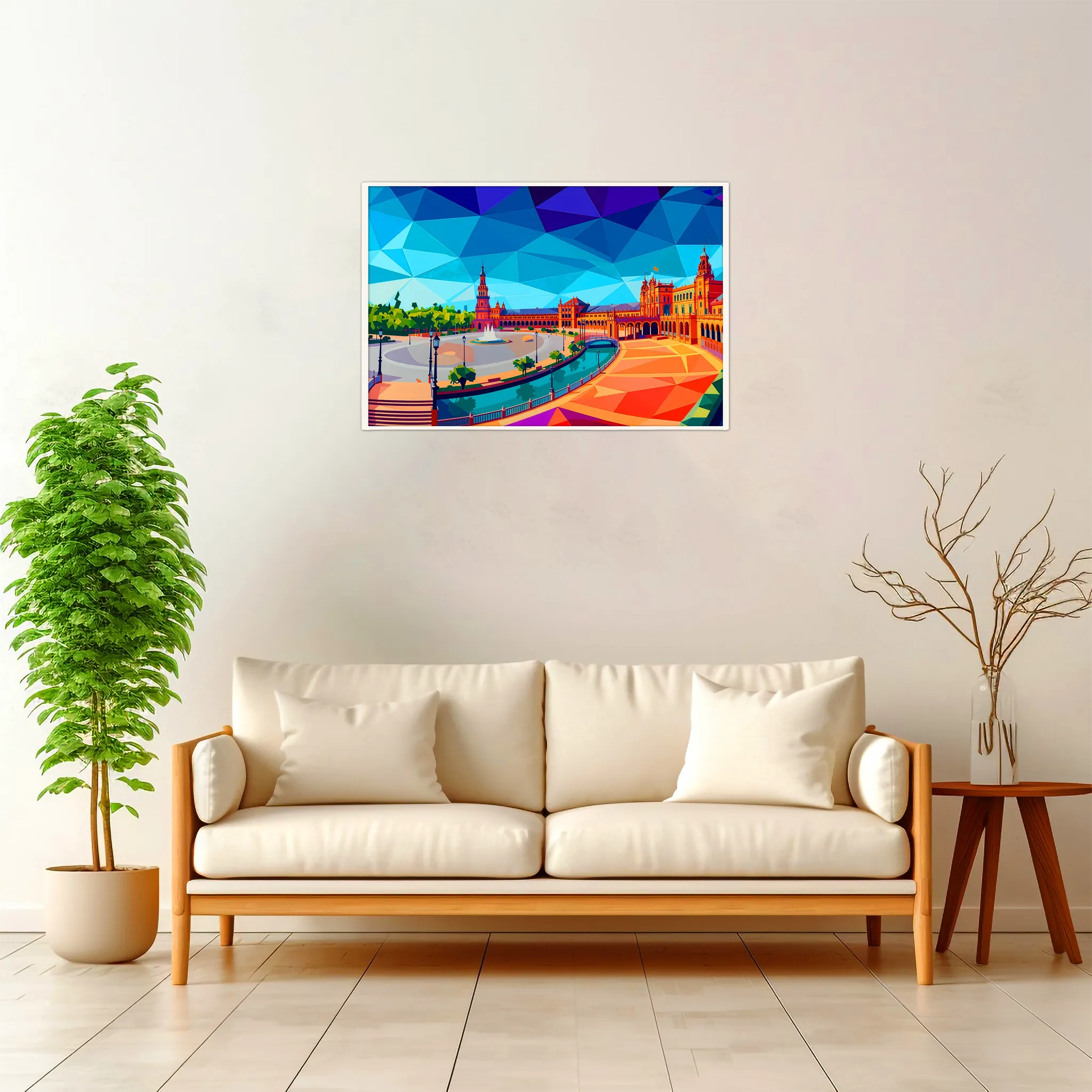 Seville | Plaza de Espana — Geometric Mosaic framed fine art interior preview