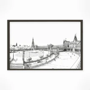 Seville | Plaza de Espana — Urban Sketch framed fine art interior preview