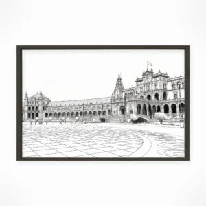 Seville | Plaza de Espana — Urban Sketch framed fine art interior preview
