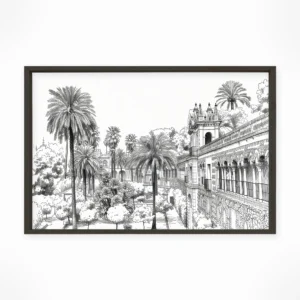 Seville | Royal Alcazar — Urban Sketch framed fine art interior preview