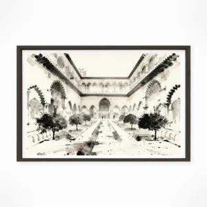 Seville | Royal Alcazar — Sumi-e Zen Ink framed fine art interior preview