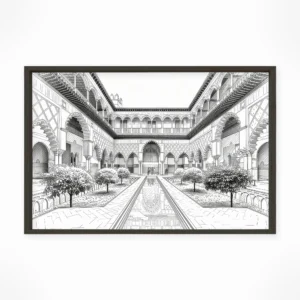Seville | Royal Alcazar — Urban Sketch framed fine art interior preview