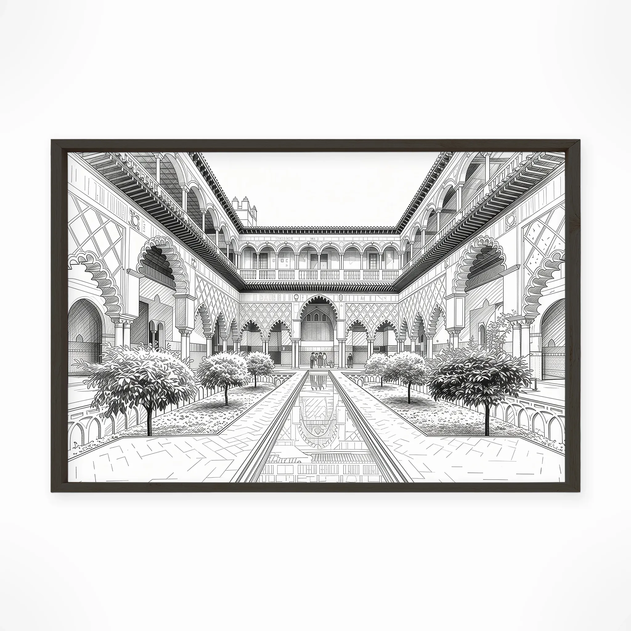 Seville | Royal Alcazar — Urban Sketch framed fine art interior preview