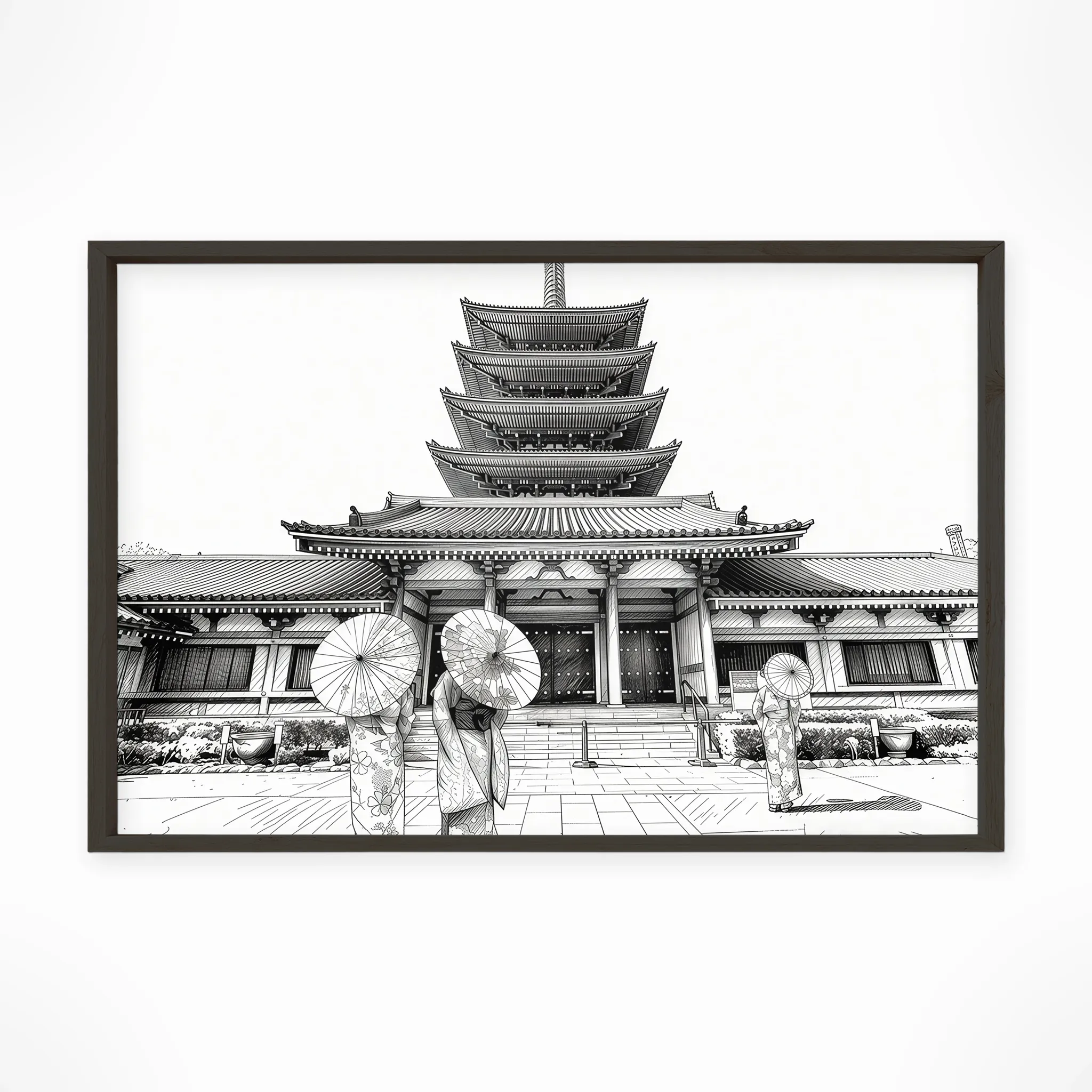 Tokyo | Senso-ji Temple — Urban Sketch framed fine art interior preview