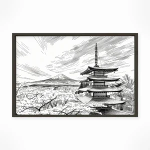 Tokyo | Fuji — Urban Sketch framed fine art interior preview