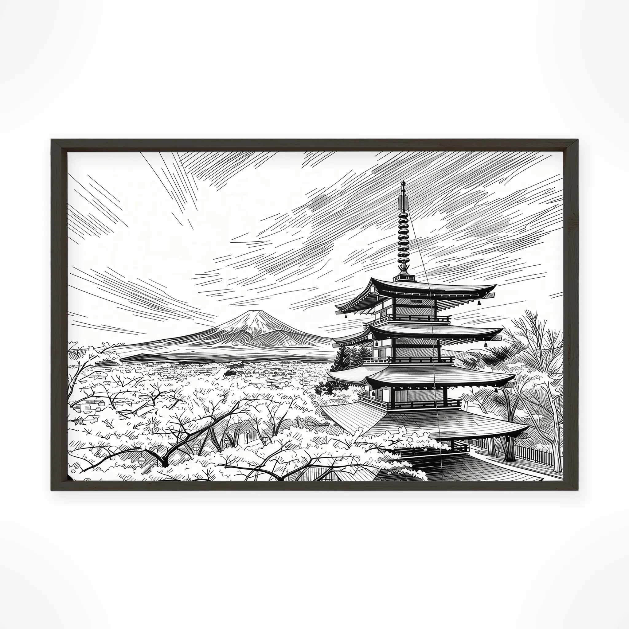 Tokyo | Fuji — Urban Sketch framed fine art interior preview