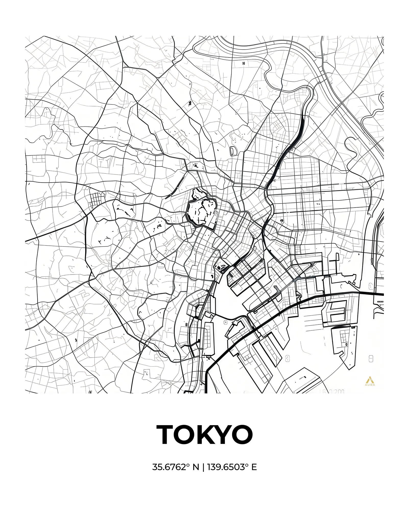 Tokyo | Map — Urban Sketch fine art print