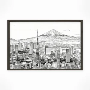 Tokyo | Panorama — Urban Sketch framed fine art interior preview