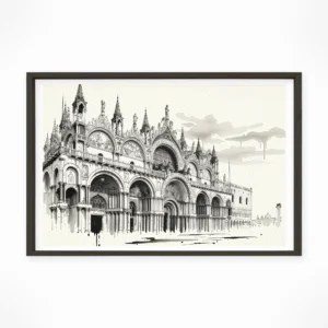 Venice | Basilica — Sumi-e Zen Ink framed fine art interior preview